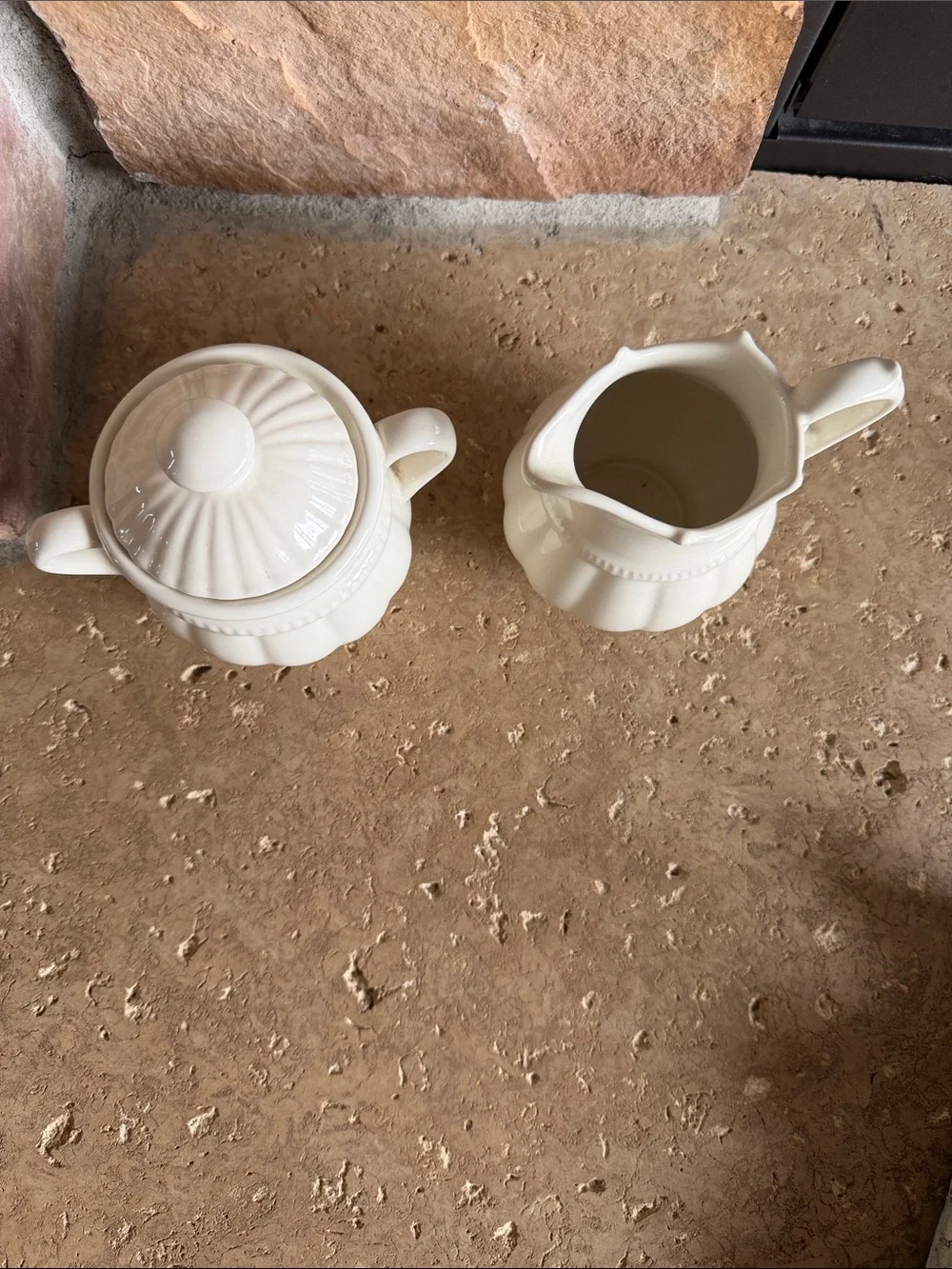 Classic Cream Ceramic Sugar and Creamer Set - Neutral Ivory